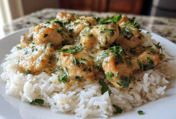 Garlic Butter Chicken Bites with Rice - Featured