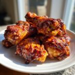 A pile of glossy, oven-baked Crispy Honey Garlic Chicken Drumsticks with a dark, caramelized glaze.